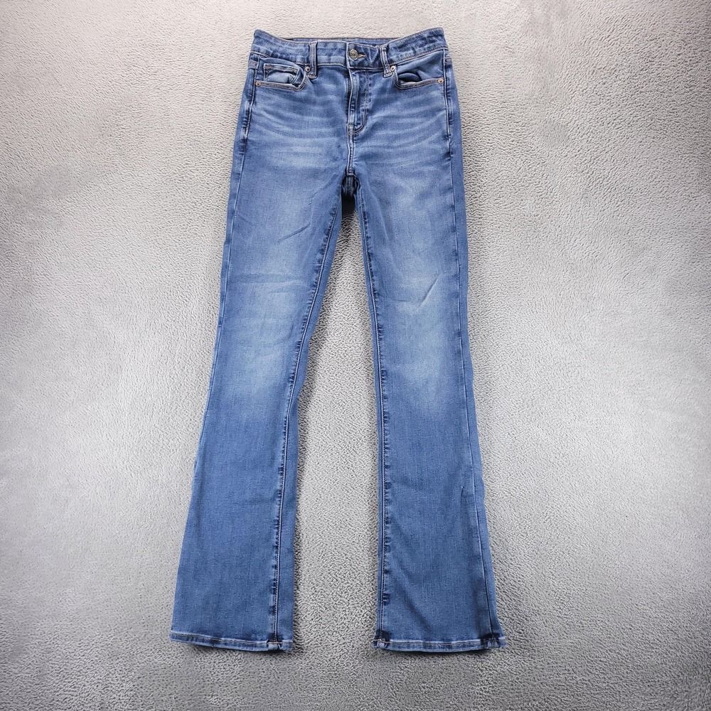 American Eagle Jeans Womens 4 Blue High Rise Skinny Kick Bootcut Stretch Denim